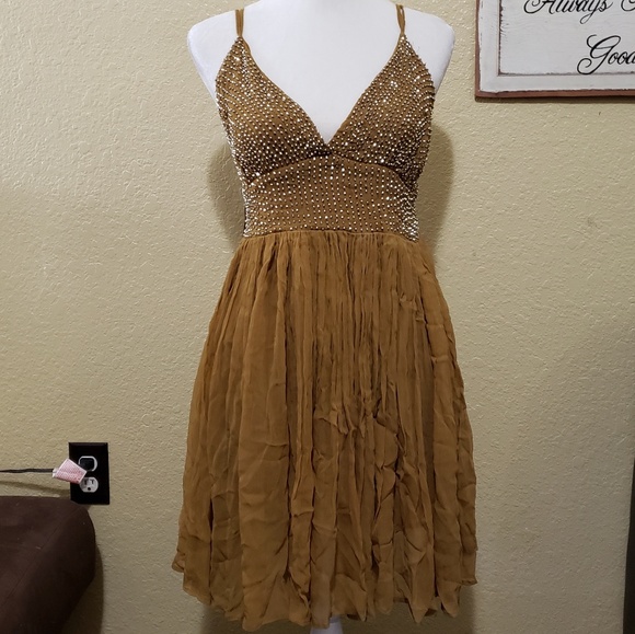 Free People Dresses & Skirts - Free People Dress Sequins Tan Homecoming